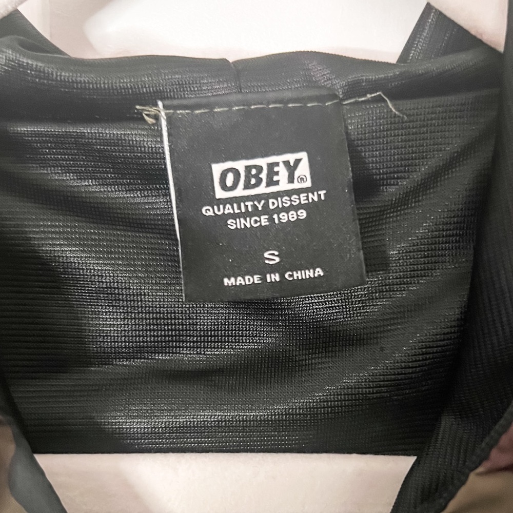 OBEY Mens Camo Hooded Snap Button Windbreaker Jacket, Size S - Picture 2 of 10